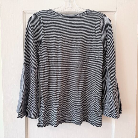 LOFT | Embroidered Striped Bell Sleeve Tee - Picture 8 of 10